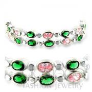 Wholesale Sterling Silver Pink Emerald CZ Cubic Zirconia Bracelet