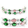 Sterling Silver Pink Emerald CZ Cubic Zirconia Bracelet