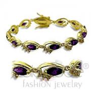 Wholesale Gold Plated Amethyst Purple CZ Women