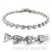Wholesale Rhodium Plated Pear CZ Cubic Zirconia Tennis Bracelet