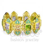 Wholesale Gold Plated Purple Orange Green CZ Statement Bracelet