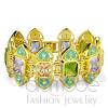 Gold Plated Purple Orange Green CZ Statement Bracelet