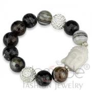 Wholesale Rhodium Plated Onyx Beads Buddha Bracelet