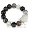 Rhodium Plated Onyx Beads Buddha Bracelet