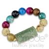 Gold Plated Multi Color Onyx Beads Jade Bracelet