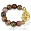 Gold Plated Brown Onyx Beads Buddha Bracelet