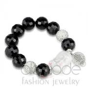 Wholesale Antique Silver Jet Black Glass Beads Buddha Bracelet