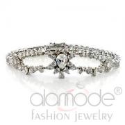 Wholesale Rhodium Plated Brass CZ Cubic Zirconia Bracelet