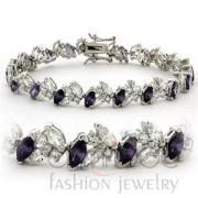Wholesale Rhodium Plated Amethyst Purple CZ Tennis Bracelet