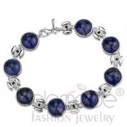 Wholesale Rhodium Plated Sterling Silver Lapis Lazuli Bracelet