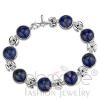 Rhodium Plated Sterling Silver Lapis Lazuli Bracelet