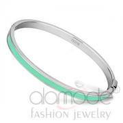 Wholesale High Polished Thin Stainless Steel Aquamarine Epoxy Bangle