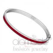 Wholesale High Polished Thin Stainless Steel Ruby Red Epoxy Bangle