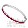 High Polished Thin Stainless Steel Ruby Red Epoxy Bangle