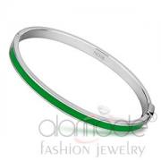 Wholesale High Polished Thin Stainless Steel Emerald Epoxy Bangle