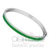 High Polished Thin Stainless Steel Emerald Epoxy Bangle