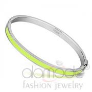 Wholesale High Polished Stainless Steel Thin Apple Green Epoxy Bangle