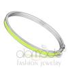 High Polished Stainless Steel Thin Apple Green Epoxy Bangle