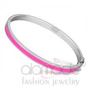 Wholesale High Polished Thin Stainless Steel Rose Pink Epoxy Bangle