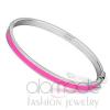 High Polished Thin Stainless Steel Rose Pink Epoxy Bangle