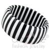 Wide Wholesale Black And White Striped Resin Bangle