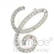 Wholesale Wholesale Rhodium Plated Brass Crystal Initial Brooch