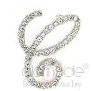 Wholesale Rhodium Plated Brass Crystal Initial Brooch