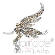 Wholesale Rhodium Champagne Yellow Crystal Fairy Novelty Brooch
