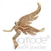 Wholesale Rose Gold Champagne Yellow Crystal Fairy Novelty Brooch