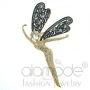 Wholesale Fashion Gold Plated Crystal Fairy Novelty Brooch