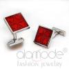 Wholesale Love Hearts Rhodium Brass Ruby Red Cufflinks