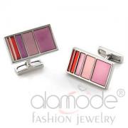 Wholesale Wholesale Rhodium Plated Brass Red And Pink Cufflinks