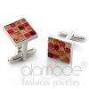 Wholesale Rhodium Checkered Squares Multi Color Cufflinks