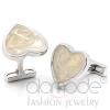 Wholesale Rhodium Plated White Epoxy Hearts Cufflinks