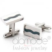 Wholesale Wholesale Rhodium Plated Montana Blue Epoxy Cufflinks