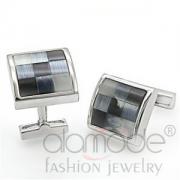 Wholesale Rhodium Plated Checkered Gray Genuine Cat