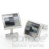 Rhodium Plated Checkered Gray Genuine Cat