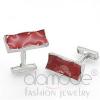 Rhodium Rectangle Siam Red Epoxy Men