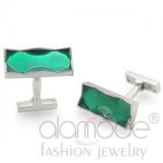 Wholesale Wholesale Rhodium Rectangle Emerald Green Epoxy Cufflinks