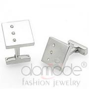 Wholesale Rhodium Plated Clear Crystal Square Cufflinks