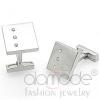 Rhodium Plated Clear Crystal Square Cufflinks
