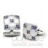 Rhodium Plated Amethyst Purple CZ Cubic Zirconia Cufflinks