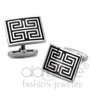Wholesale High Polished Stainless Steel Jet Black Epoxy Cufflinks