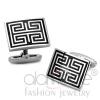 High Polished Stainless Steel Jet Black Epoxy Cufflinks
