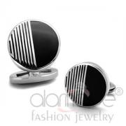 Wholesale Polished Stainless Steel Jet Black Epoxy Round Cufflinks