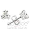 Rhodium 925 Sterling Silver Clear CZ Triangle Stud Earrings