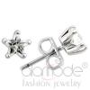 Rhodium 925 Sterling Silver Clear CZ Star Stud Earrings