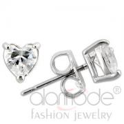 Wholesale Rhodium 925 Sterling Silver Clear CZ Heart Stud Earrings
