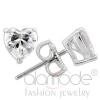 Wholesale Rhodium 925 Sterling Silver CZ Heart Stud Earrings