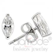 Wholesale Rhodium 925 Sterling Silver Clear CZ Marquise Stud Earrings